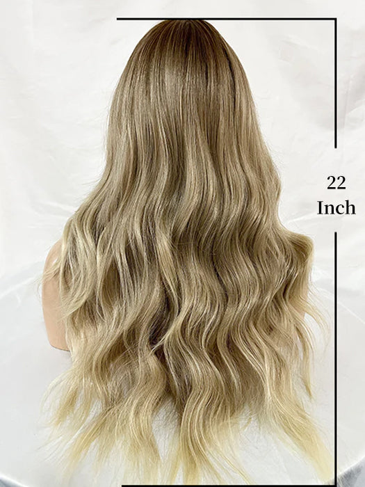 Ombre Long Wavy Blonde Synthetic Lace Front Wig By imwigs®
