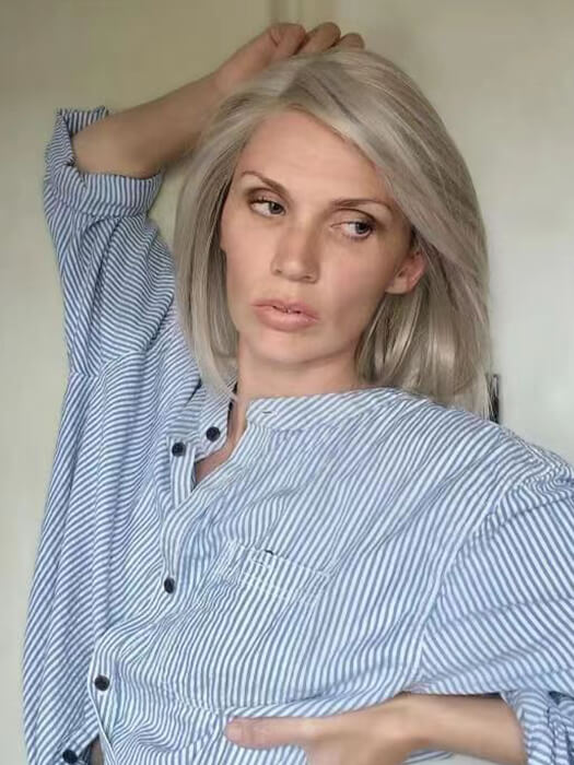 Soft Straight Bob Blonde Synthetic Wigs (Lace Part) By imwigs®