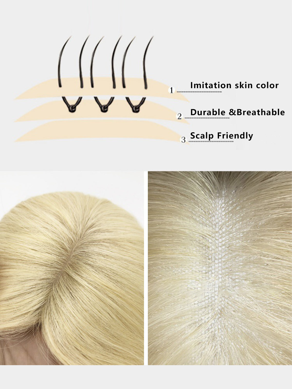Middle Part Straight 100% Human Hair Toppers By imwigs®