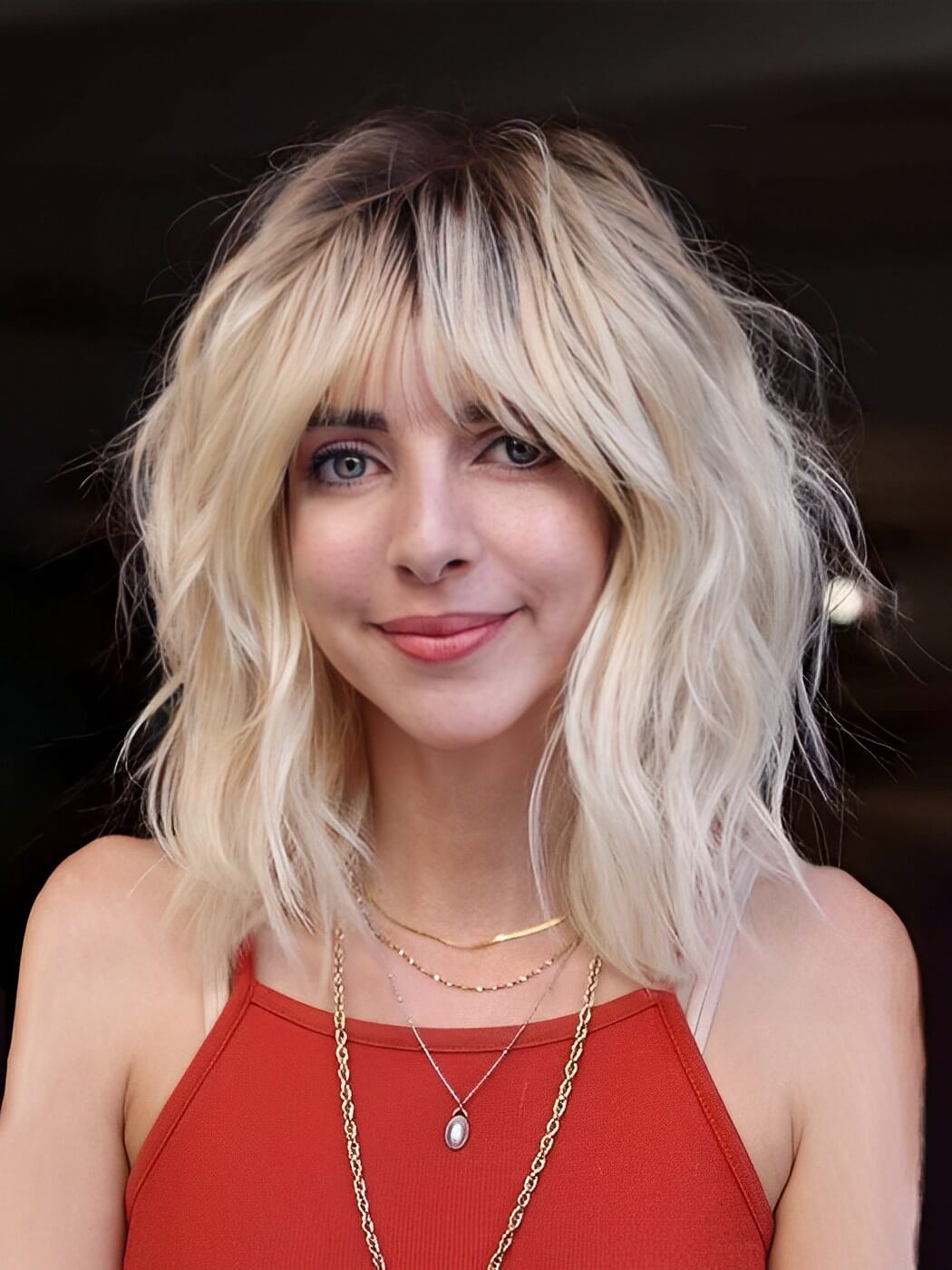 Collar-Length Wavy Wigs With Bangs Synthetic Wigs By imwigs®