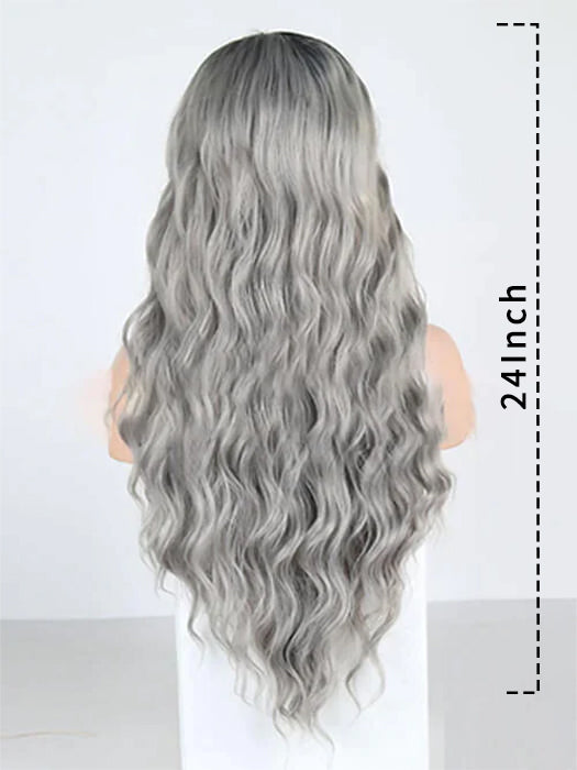 Cascading layered Long Beach Waves Lace Front Synthetic Wig By imwigs®