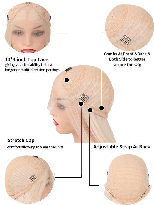 Platinum Blonde Wavy Wigs Lace Front Synthetic Wigs By imwigs®