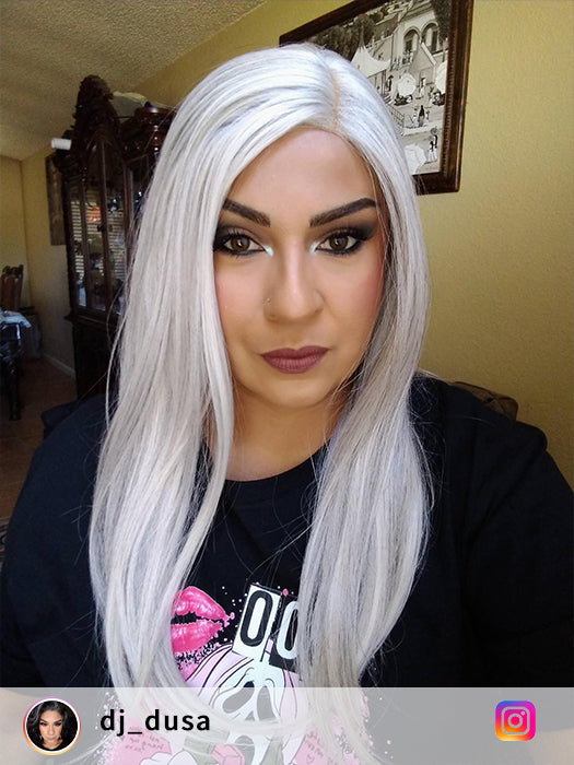Salt&Pepper Long Straight Lace Part Synthetic Wig By imwigs®