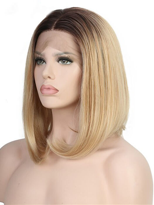Medium Bob Wigs Straight Lace Front Synthetic Wigs With Roots By imwigs®