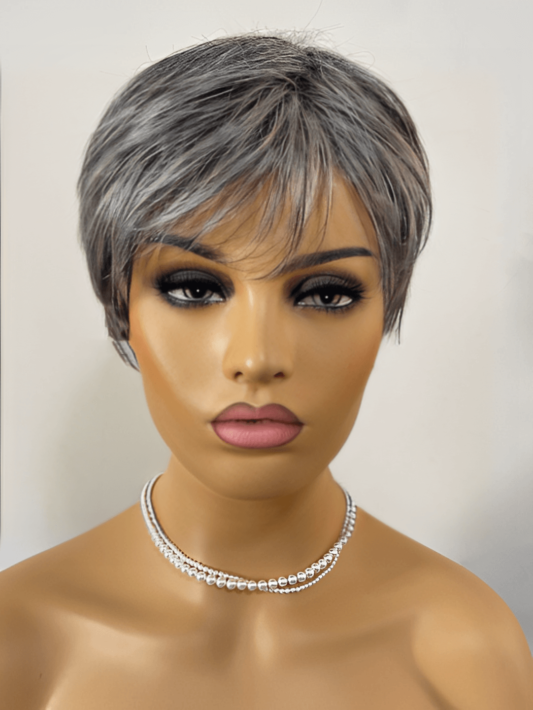 Natural Pixie Straight Layered Gray Synthetic Wigs By imwigs®