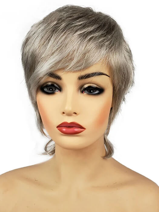 Short Natural Layered Gray Synthetic Wigs By imwigs®