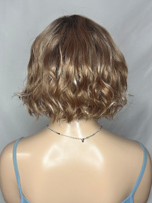 Chin Length Curly Honey Brown Lace Front Synthetic Wig By imwigs®