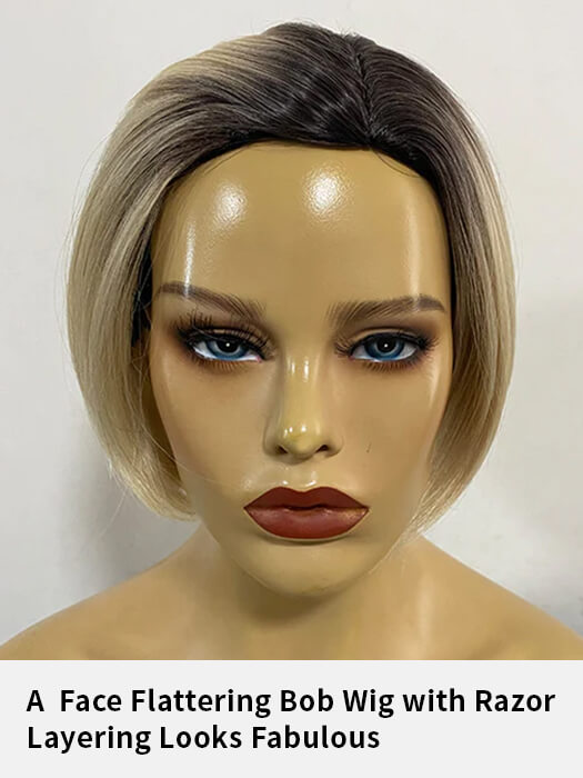Shag Short Cut Blonde Rooted Synthetic Wigs By imwigs®