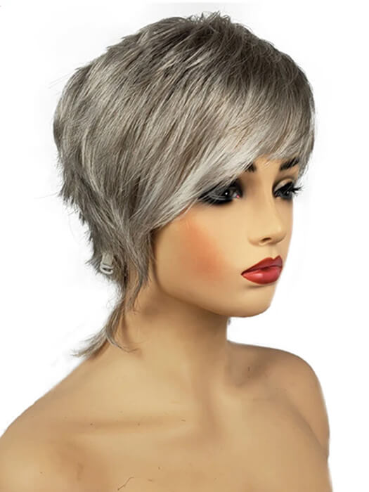 Short Natural Layered Gray Synthetic Wigs By imwigs®