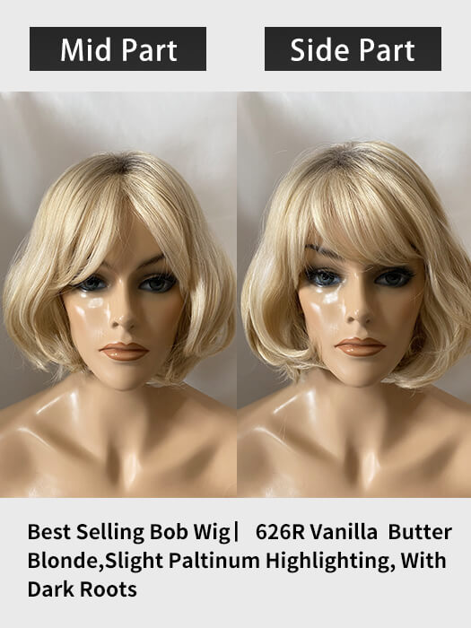 Elegant Short Bob With Bangs Blonde Synthetic Wig By imwigs®
