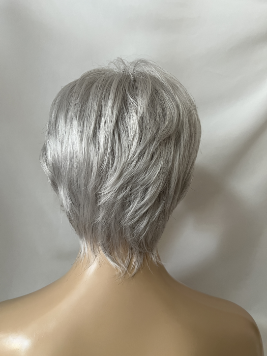 Short Straight Layered Gray Synthetic Wig By imwigs®