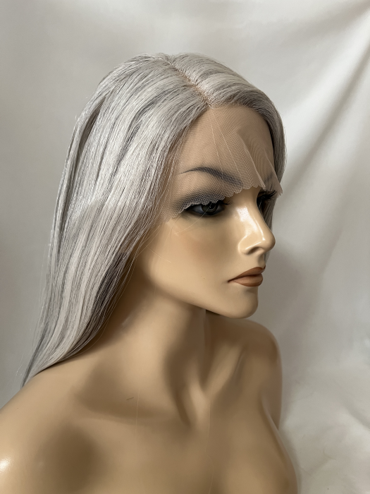 Salt&Pepper Long Straight Lace Part Synthetic Wig By imwigs®