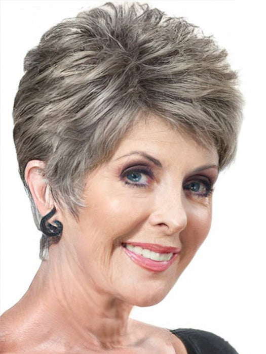 Short Spiky Gray Straight Synthetic Wig By imwigs®
