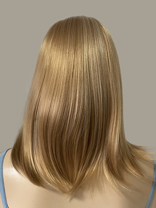 Middle Length Straight Highlight Wigs Blonde Synthetic Wigs With Bangs By imwigs®