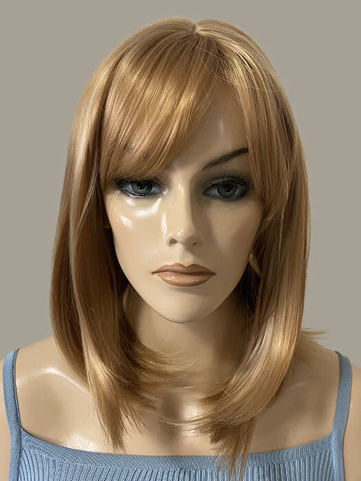 Middle Length Straight Highlight Wigs Blonde Synthetic Wigs With Bangs By imwigs®