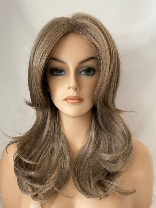 Long Wavy Mocha Frost Synthetic Wig By imwigs®