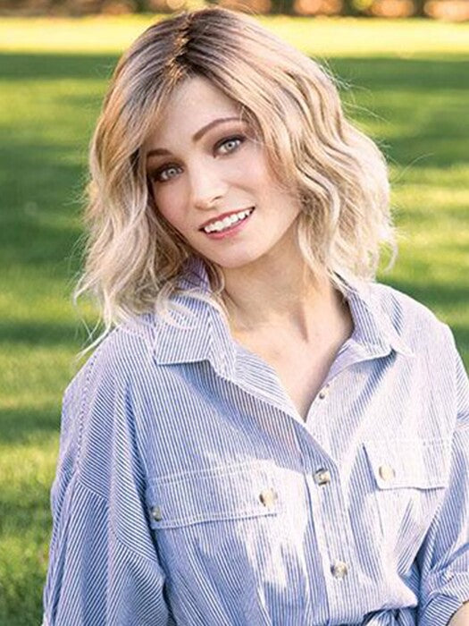 Mid-length Wavy Blonde Synthetic Lace Front Wig(Mono Top) By imwigs®
