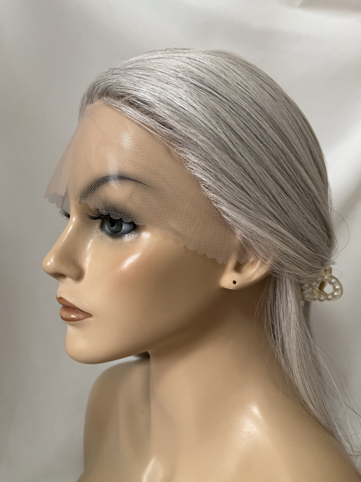 Salt&Pepper Long Straight Lace Part Synthetic Wig By imwigs®