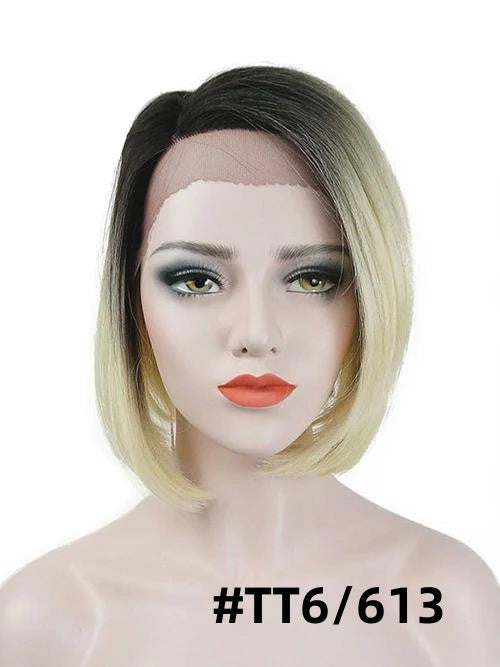 Short Bob Lace Part Wig Ombre Rooted Synthetic Wigs