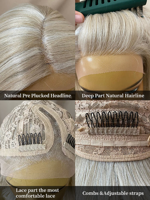 Soft Straight Bob Blonde Synthetic Wigs (Lace Part) By imwigs®