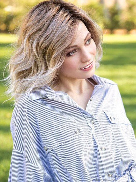 Mid-length Wavy Blonde Synthetic Lace Front Wig(Mono Top) By imwigs®