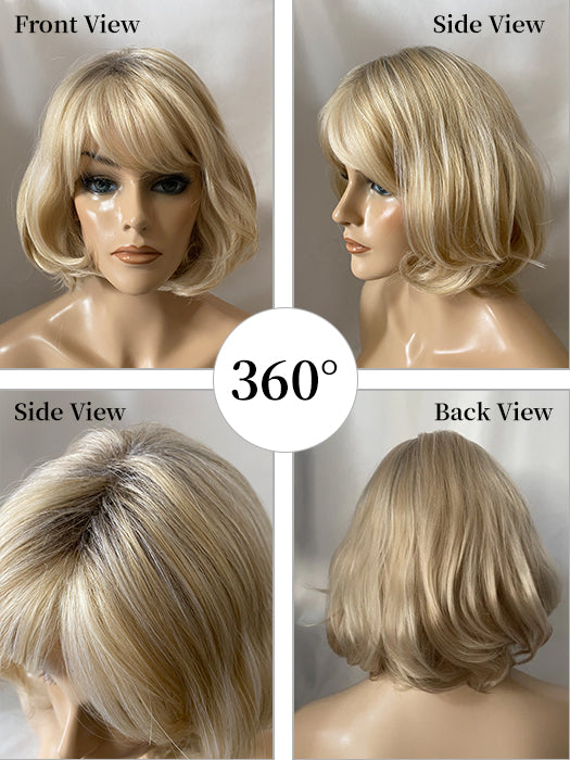 Elegant Short Bob With Bangs Blonde Synthetic Wig By imwigs®