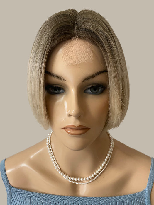 Comfortable Short Straight Blonde Wigs Lace Part Synthetic Wigs With Roots By imwigs®