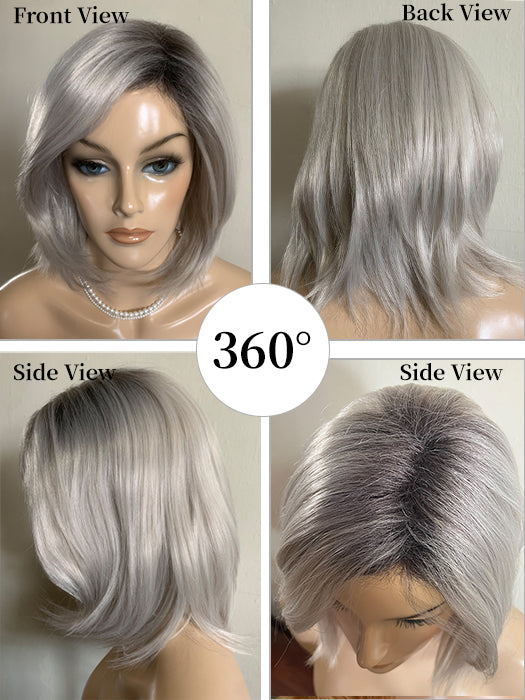 Best Long Bob Gray Rooted Synthetic Wig By imwigs®