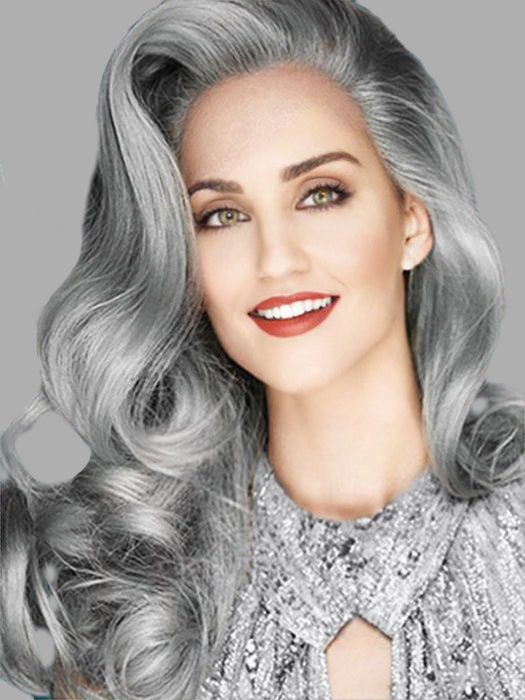 Long Gray Curly Straight Four piece Hair Extension Pieces Synthetic