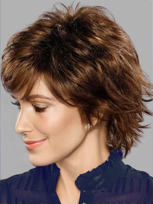 Short Gray Layered Synthetic Wigs With Roots By imwigs®