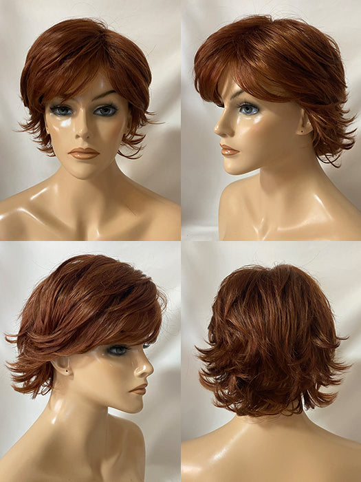 Short Gray Layered Synthetic Wigs With Roots By imwigs®