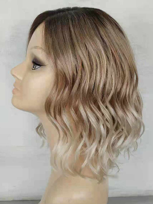 Lily Short Bob Curls Blonde Lace front Synthetic Wigs (Mono Top) By imwigs®