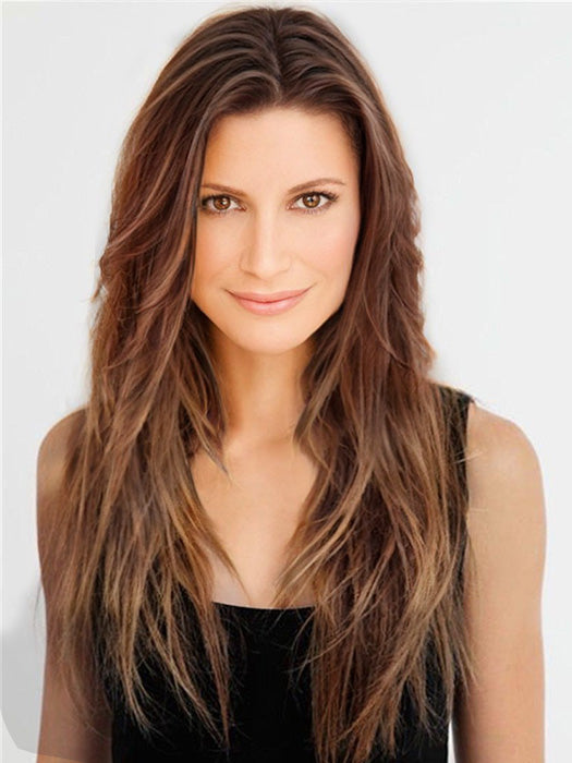 Belle Long Brown Straight Wigs 100% Remy Human Hair Wigs By imwigs®