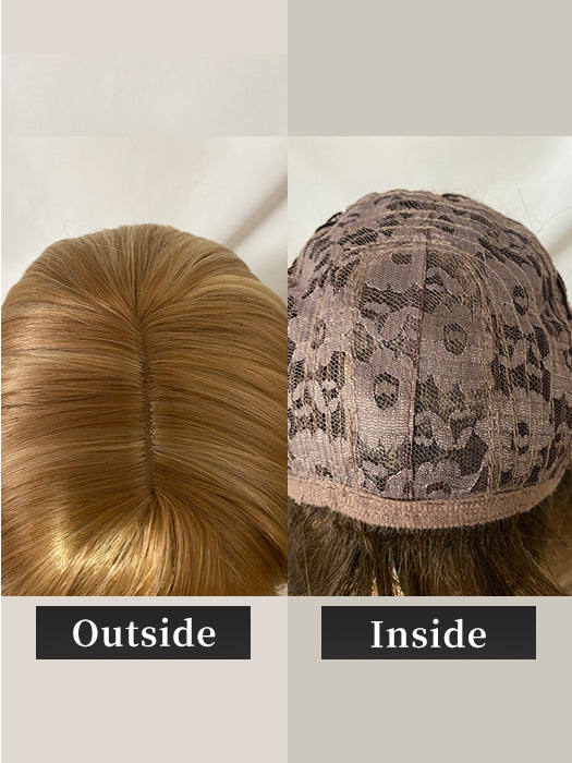 Middle Length Straight Highlight Wigs Blonde Synthetic Wigs With Bangs By imwigs®