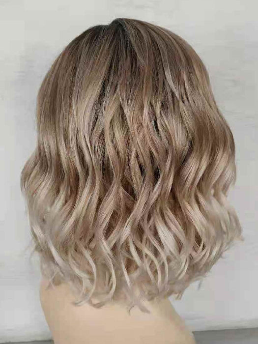 Lily Short Bob Curls Blonde Lace front Synthetic Wigs (Mono Top) By imwigs®