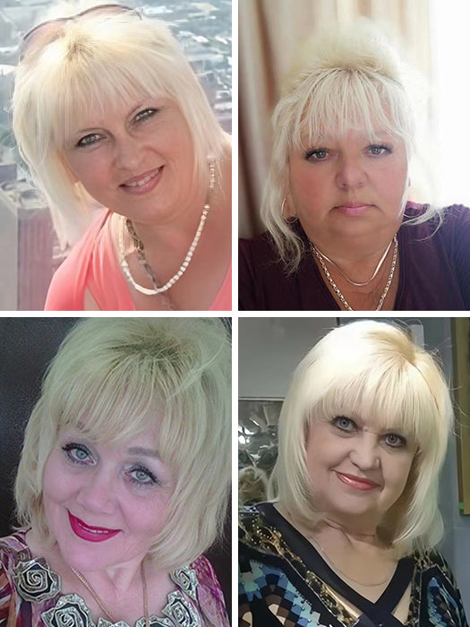 Fluffy Mid-length Layered Straight Blonde Synthetic Wig By imwigs®
