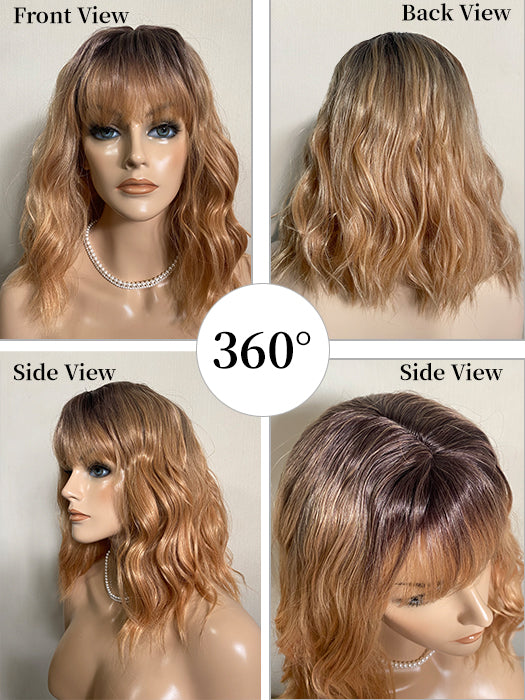 Newest Medium 13 Inch Wavy Synthetic Wig With Bangs By imwigs®