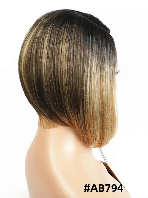 Short Bob Lace Part Wig Ombre Rooted Synthetic Wigs