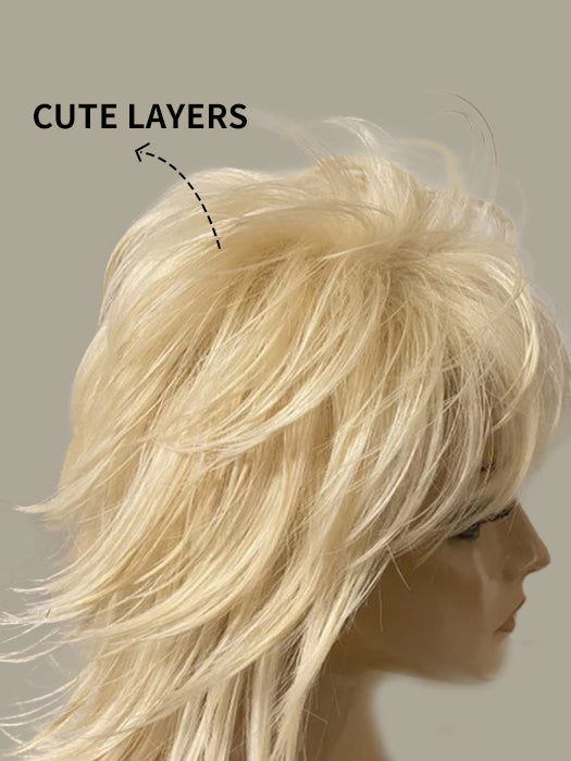 Fluffy Mid-length Layered Straight Blonde Synthetic Wig By imwigs®