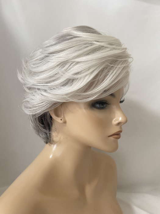 Gray Pepper Short Layered Wavy Synthetic Wig By imwigs®