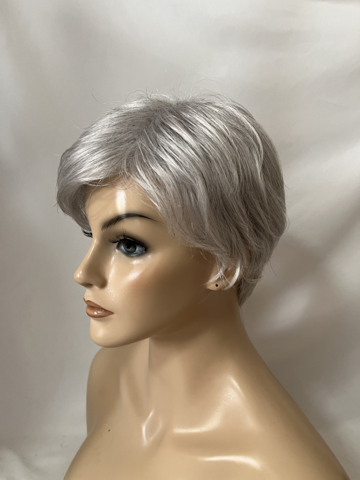 Short Straight Layered Gray Synthetic Wig By imwigs®