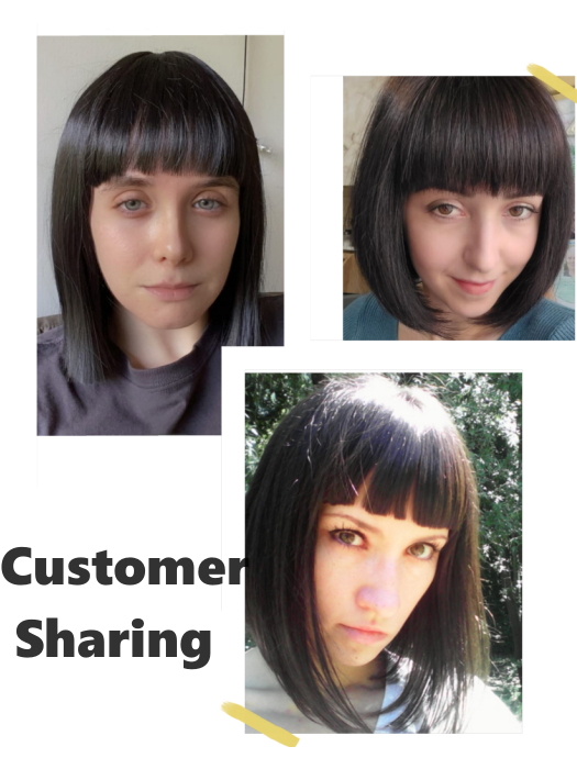 Caria Bob Straight Wigs Human Hair Wigs With Full Bangs By imwigs®