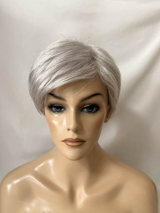 Short Straight Layered Gray Synthetic Wig By imwigs®