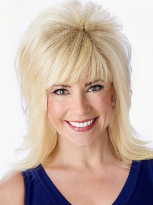 Fluffy Mid-length Layered Straight Blonde Synthetic Wig By imwigs®