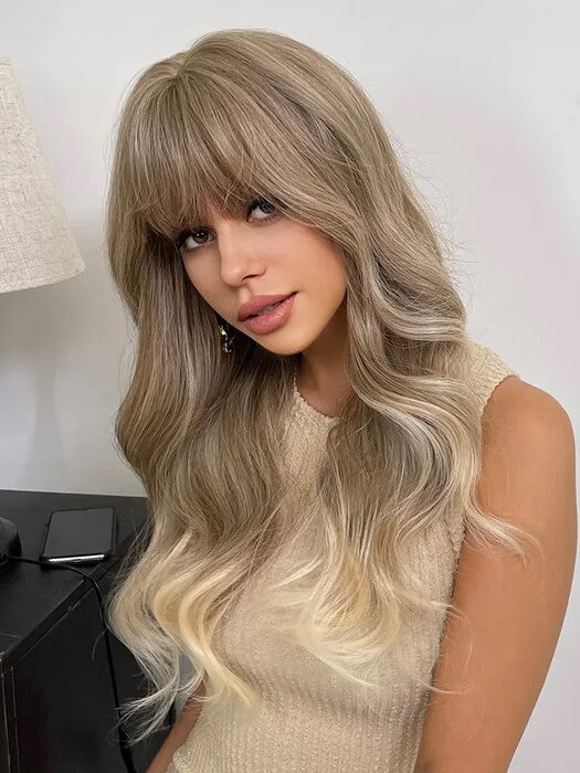 Lovely Long Wavy Synthetic Wig With Full Bangs By imwigs®