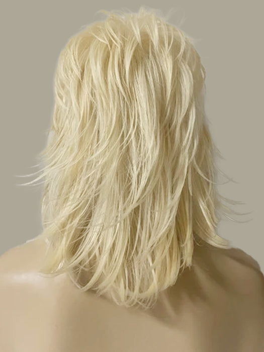 Fluffy Mid-length Layered Straight Blonde Synthetic Wig By imwigs®