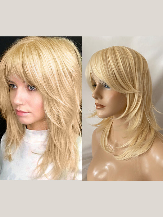 Sexy Middle Length Straight Layered Wigs Blonde Synthetic Wigs By imwigs®