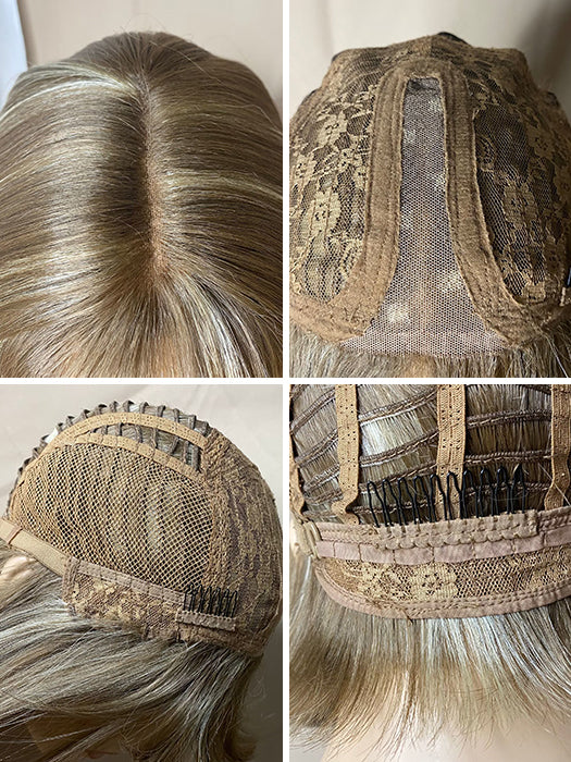 Short Bob Straight Wigs Lace Part Synthetic Wigs With Bangs By imwigs®