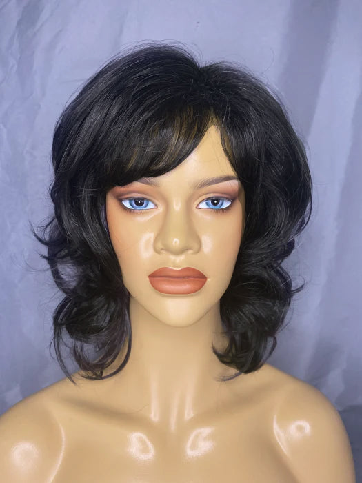 Attractive Shoulder Length Wavy Synthetic Wig With Bangs By imwigs®