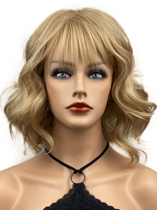Chin Length Wavy Blonde Synthetic Wigs By imwigs®